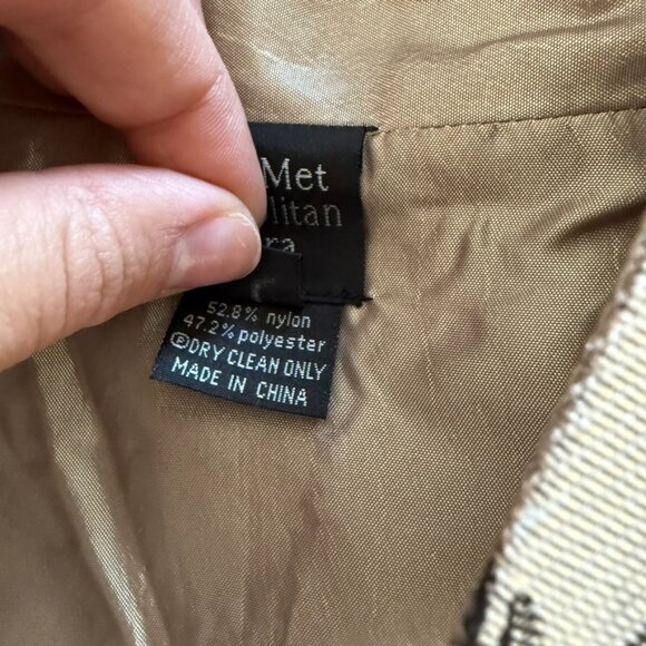 The Met OPERA Store Silver Coat Gunmetal Lame Black tie, wedding S - Picture 7 of 11